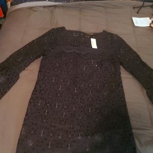 J. Crew Black eyelet midi dress